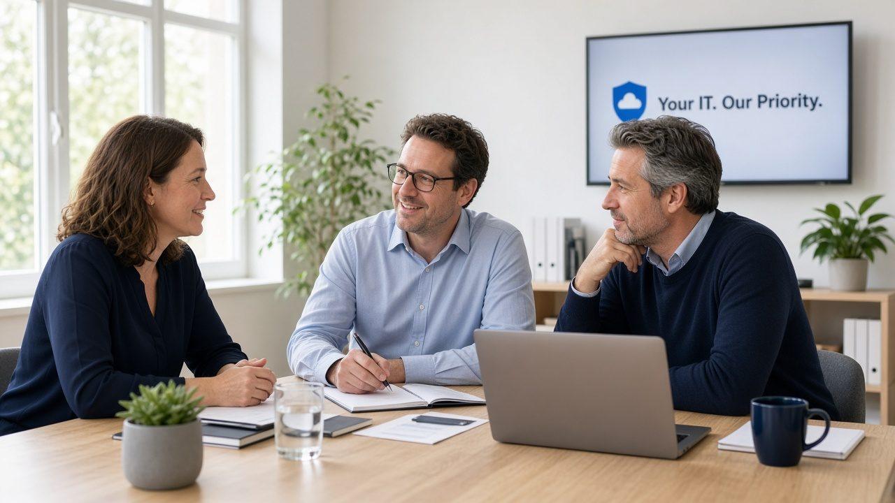 Professionals meeting to discuss an IT project