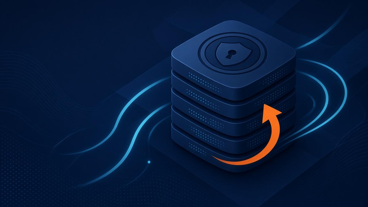 Branded cover graphic for backup and recovery planning with vault motif