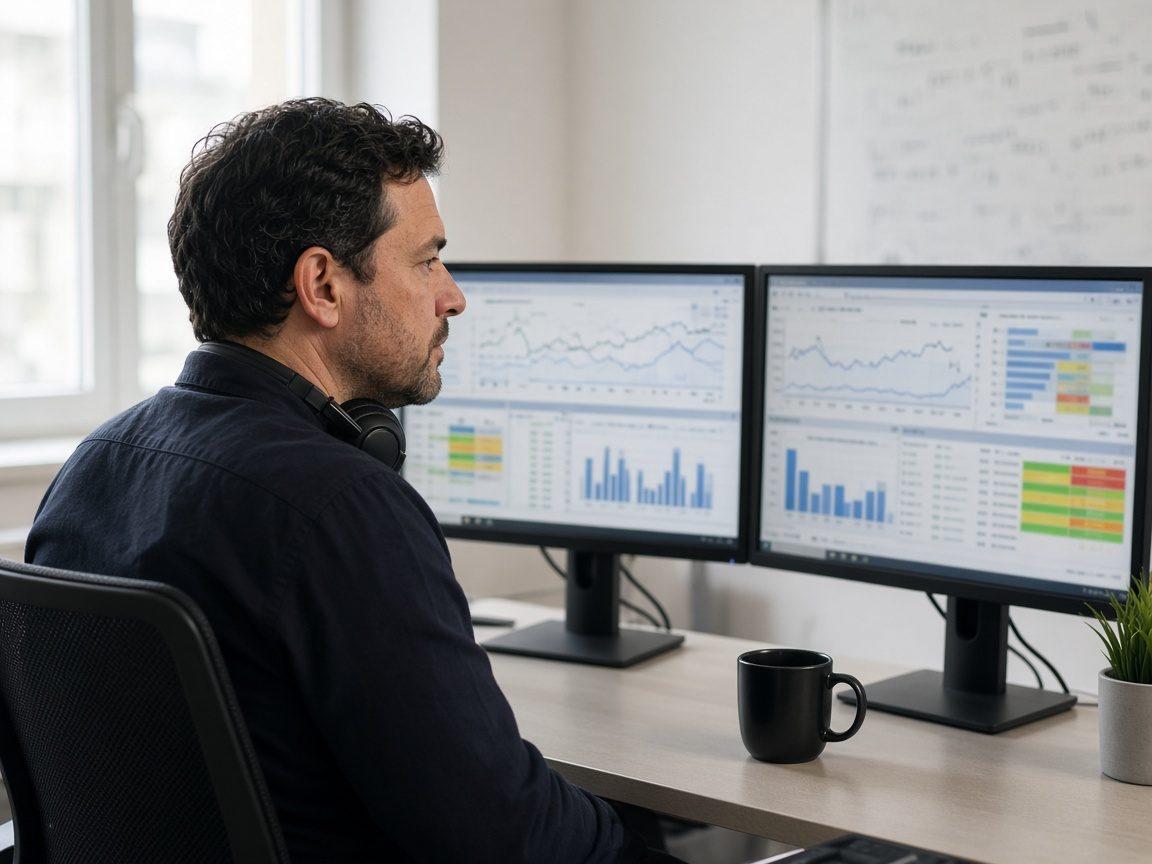Network equipment and monitoring screens in a clean office closet